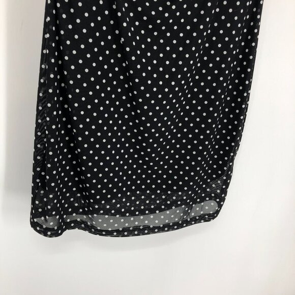 Le Chateau Black white Polka Dot short sleeve ruched NWT Dress Size Large - Picture 10 of 16